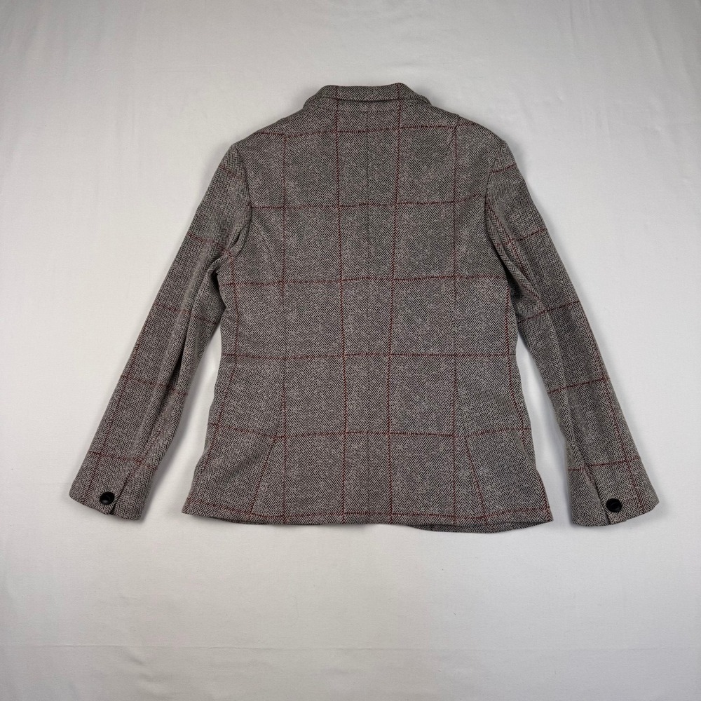 Rag & Bone Blazer Women Size 12 Gray Red Herringbone Windowpane Knit Jacket - Picture 11 of 13